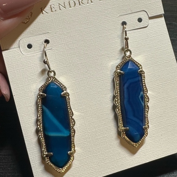 GUC Kendra Scott Blue Agate Fran (smaller) Earrings - See Video for True color - Picture 3 of 9